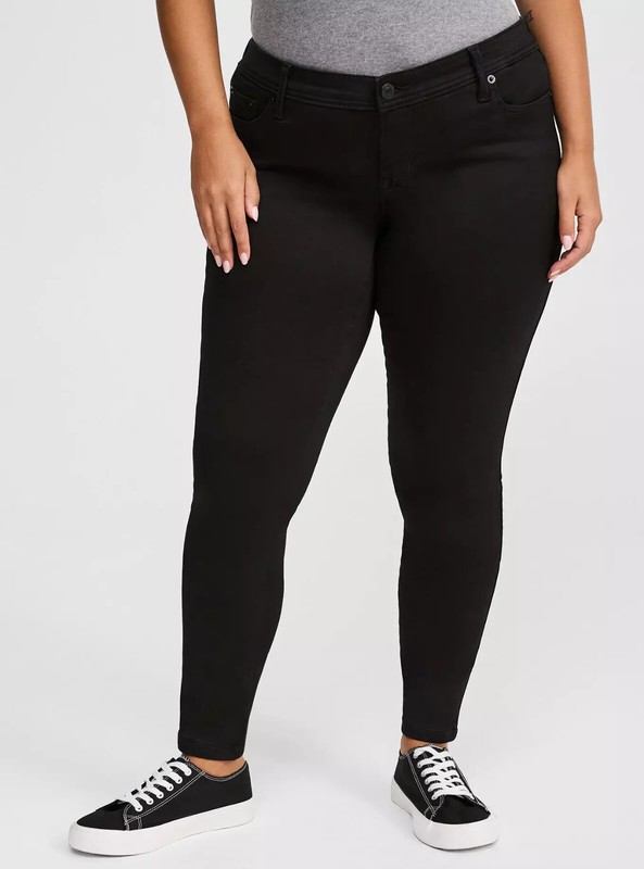 Torrid Luxe Skinny Sateen Stretch Mid Rise Jean Black 16R #41489