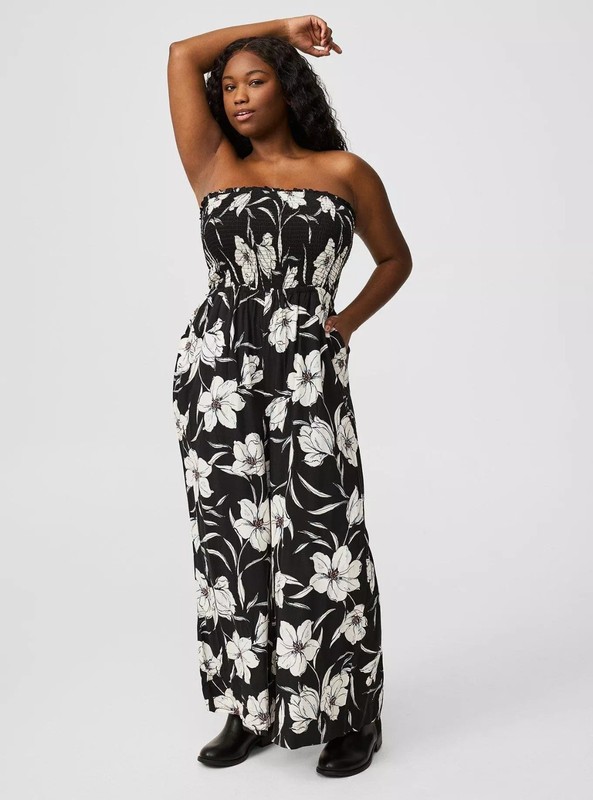 Torrid Maxi Jumpsuit Black Floral NWT New 0X