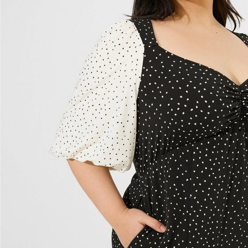Torrid Maxi Studio Knit Mix Print Dress Black Ivory Plus Size 2 2X 18 20 E65031