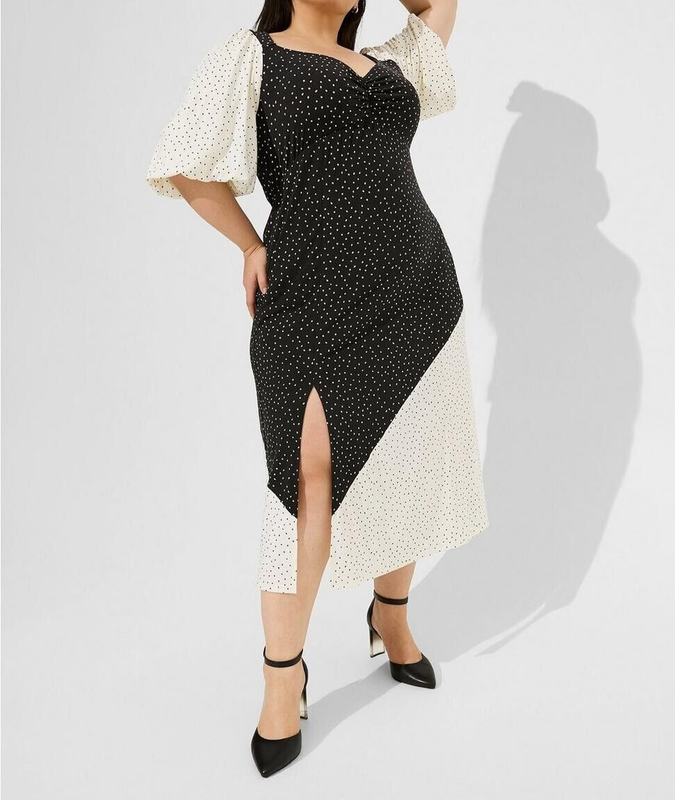 Torrid Maxi Studio Knit Mix Print Dress Black Ivory Plus Size 2 2X 18 20 E65031