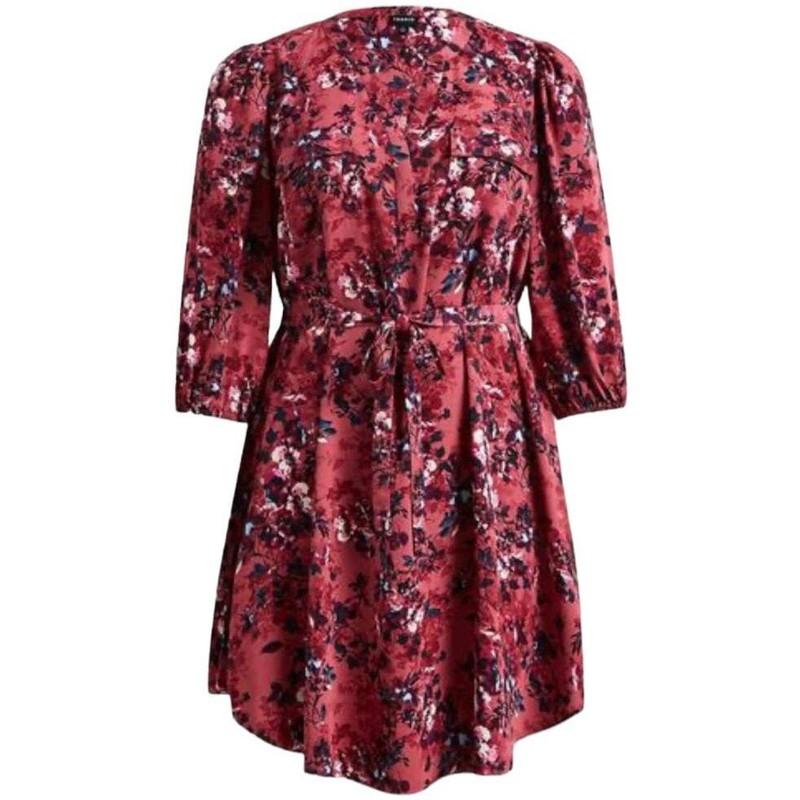 Torrid NWT Mini Studio Crepe De Chine Shirt Dress Size 00X M/L 10 Floral V-Neck