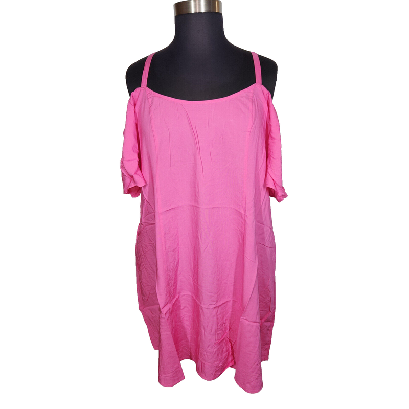 Torrid Pink Challis Trapeze Dress -Pockets- Plus Size 2X