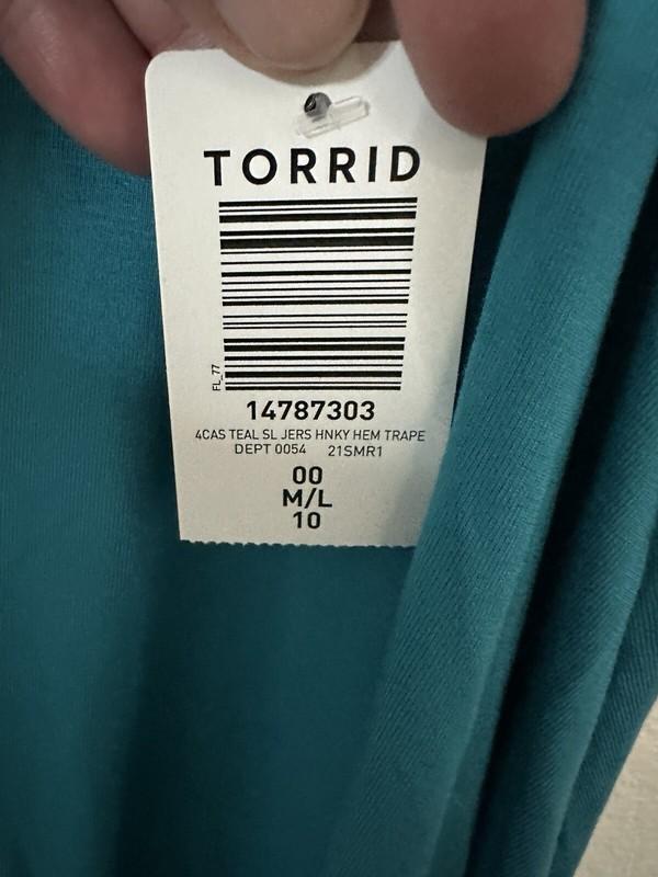 Torrid Super Soft Teal Jersey Hanky Hem Trapeze Midi Dress Size Med/Lrg (00)