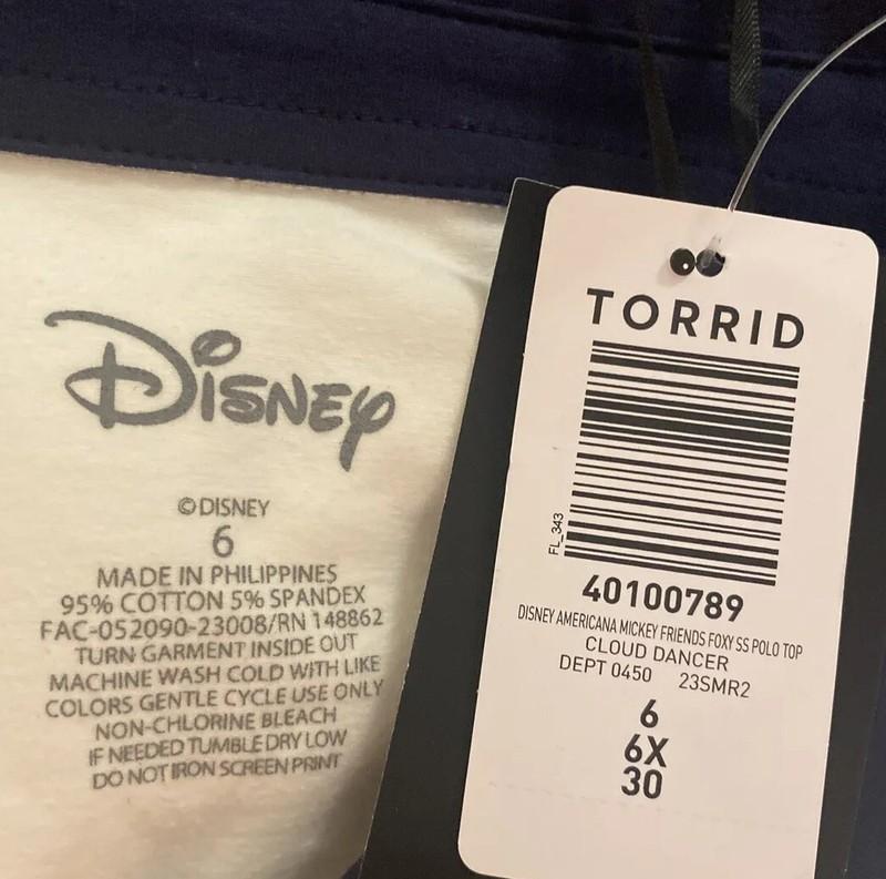 TORRID TOP DISNEY POLO SHIRT TOP BLOUSE 6 6X 6XL 30 NEW