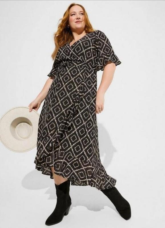 Torrid Women's Maxi Georgette Surplice Wrap Hi-Low Dress Plus Size 2X New