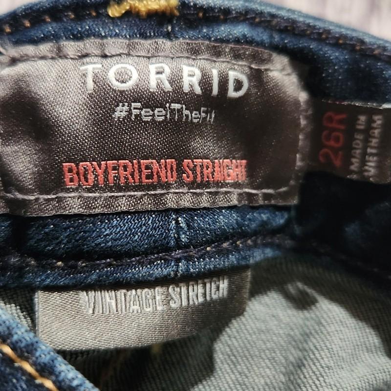 Torrid Womens Boyfriend Straight Jeans Plus Size 26R Dark Wash Vintage Stretch