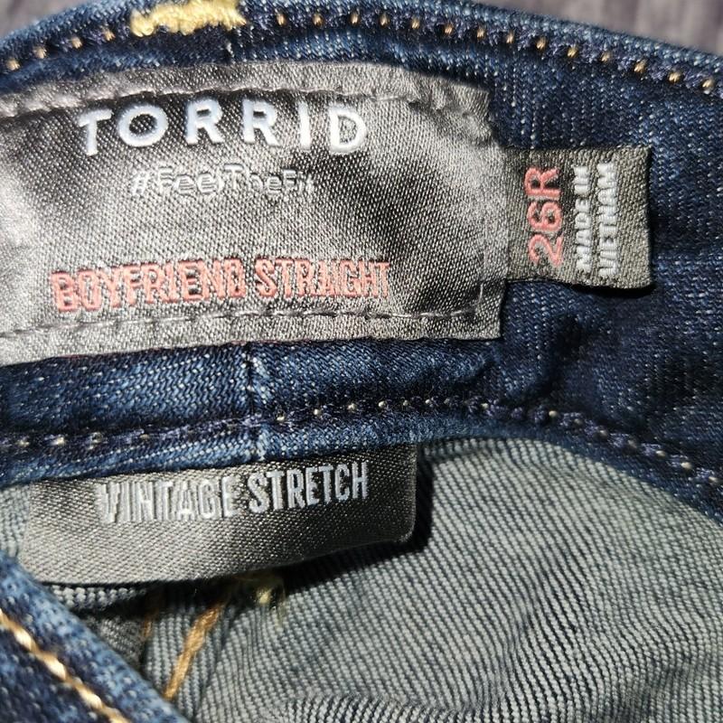 Torrid Womens Boyfriend Straight Jeans Plus Size 26R Dark Wash Vintage Stretch