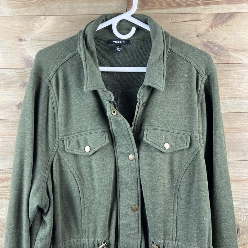 Torrid Womens Jacket French Terry Knit Utility Military Vibe Drawstring Waist 2X