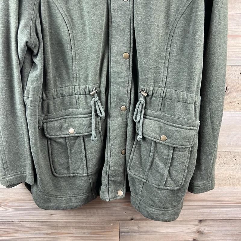 Torrid Womens Jacket French Terry Knit Utility Military Vibe Drawstring Waist 2X