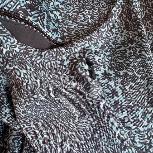 Tory Burch Dress Sleeveless Carter Style Teal/ Brown Size 12