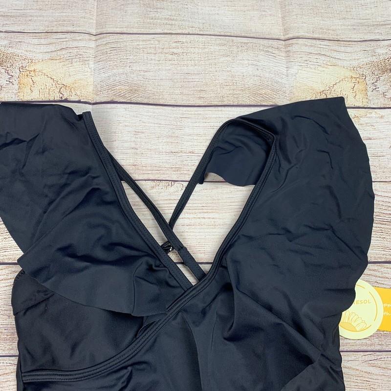 Tournesol Womens Size Small Black Ruffle One Piece Swimsuit NWT $30