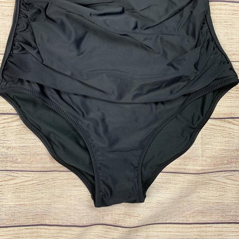 Tournesol Womens Size Small Black Ruffle One Piece Swimsuit NWT $30