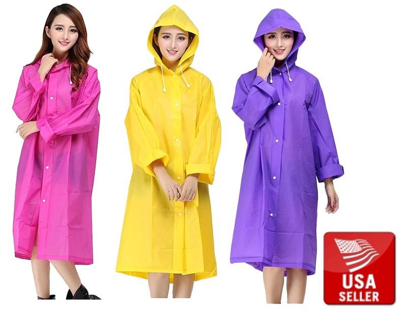 Transparent EVA Women’s Raincoat Waterproof Outdoors Jacket Long Hood Shear Chic