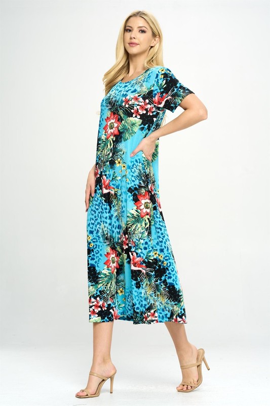 Travel Knit Dress Long A-Line S/S Stretchy NO-IRON Poly/span. #326