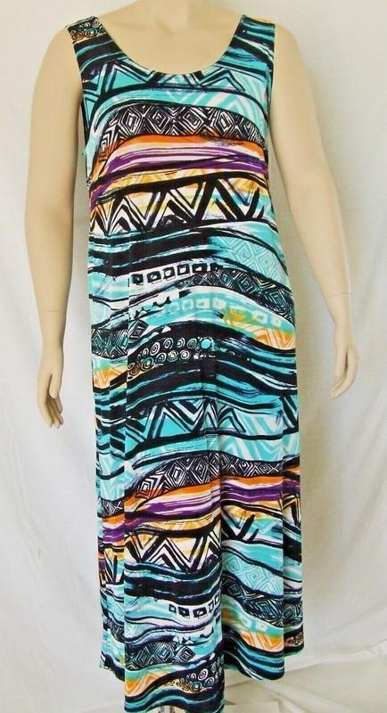Travel Knit Dress long A-Line Tank Stretchy NO-IRON poly/span. #194