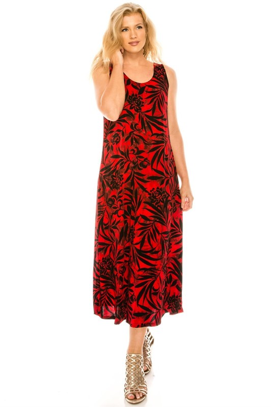 Travel Knit Dress long A-Line Tank Stretchy NO-IRON poly/span. #173