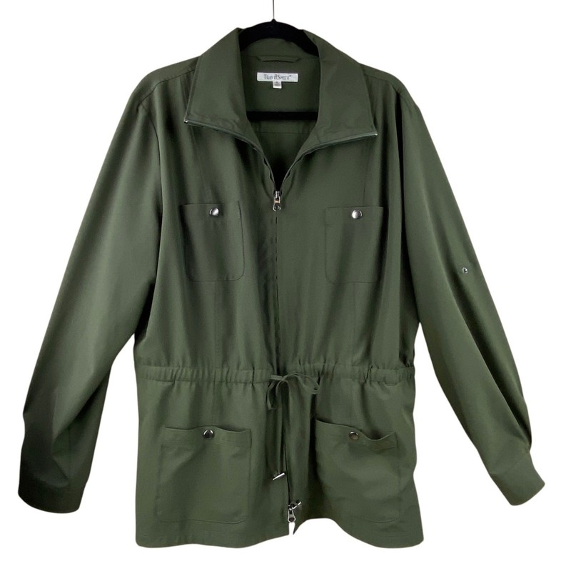 TravelSmith Lightweight Jacket Size XL Olive Green Wrinkle Resistant Travel