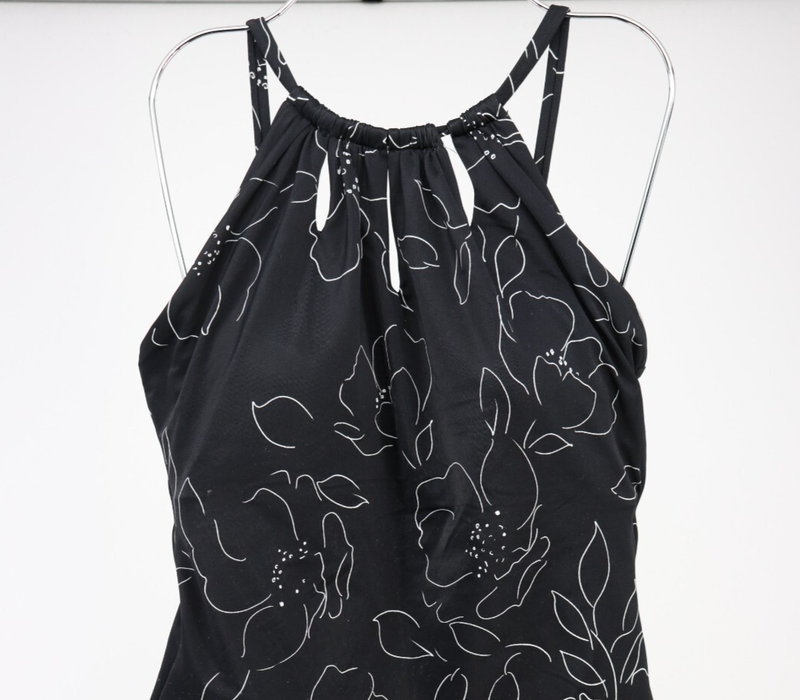 Trimshaper Swimsuit Women 22W One Piece Black White Florals Keyhole Slimming New