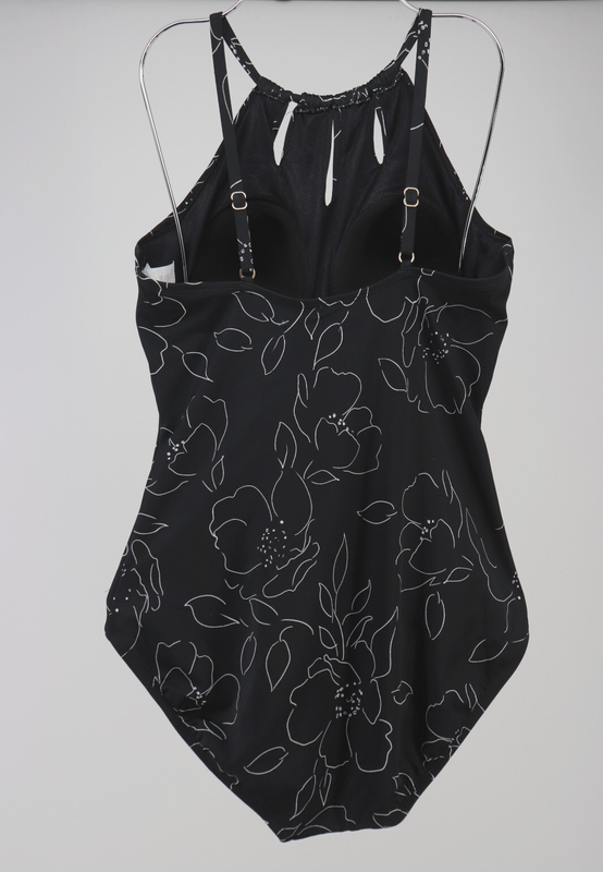 Trimshaper Swimsuit Women 22W One Piece Black White Florals Keyhole Slimming New