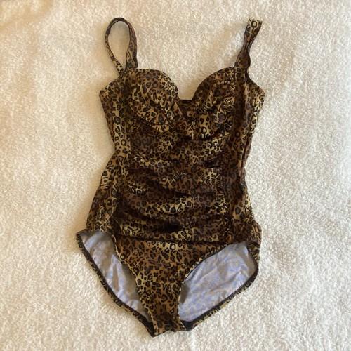 Trimshaper Women's One Piece Swimsuit Slimming Built-in Bra Lined Ruching SZ 10