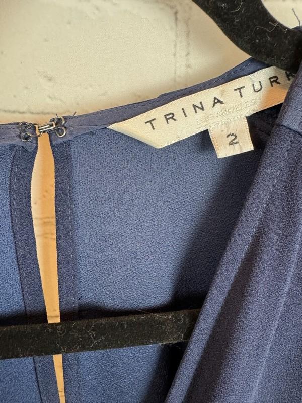TRINA TURK Blue Wrap Top Belted Short Sleeve Romper Jumpsuit Size 2 NWOT