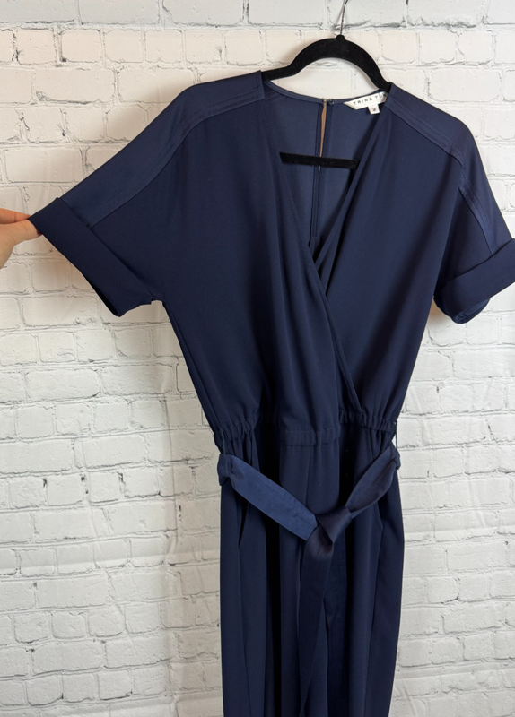 TRINA TURK Blue Wrap Top Belted Short Sleeve Romper Jumpsuit Size 2 NWOT