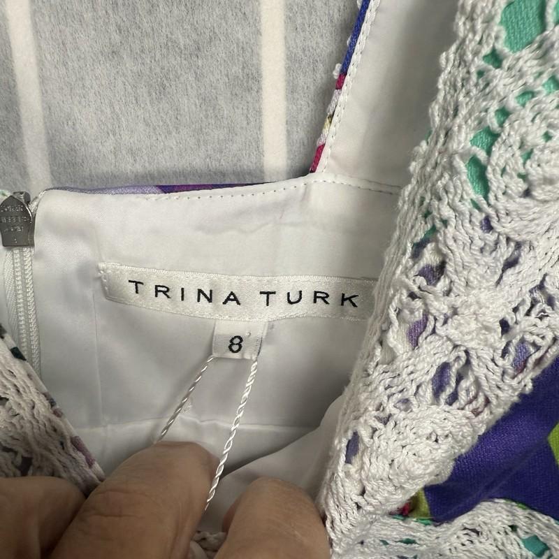 Trina Turk Dress Womens 8 Floral Patchwork Lace Boho Cottage Core Romantic