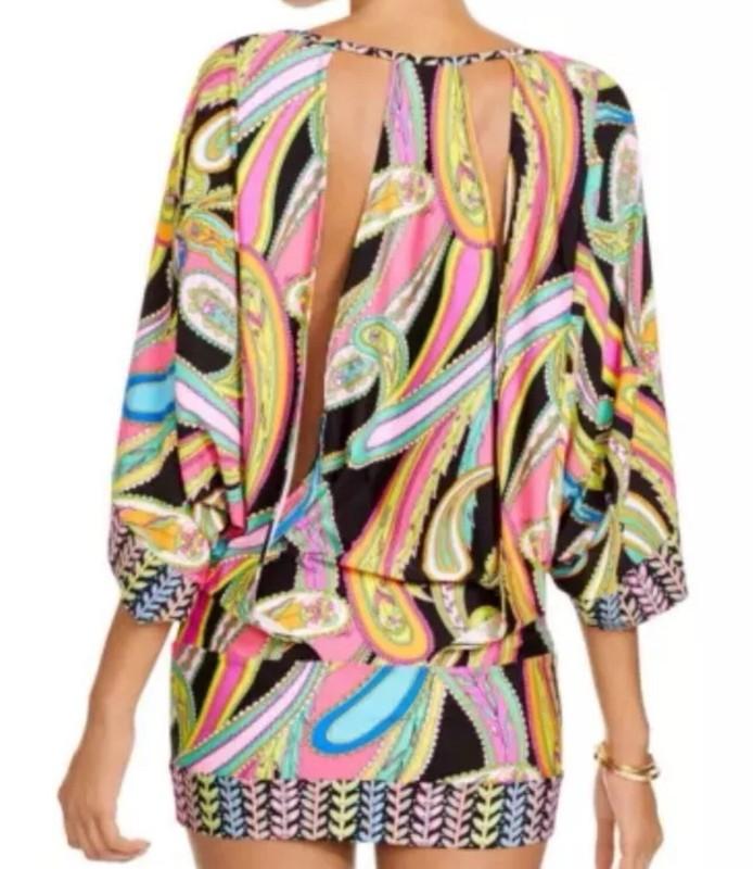 Trina Turk Garden Bloom Tunic Swim Cover Caftan Size Large Dress