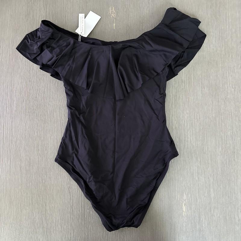 Trina Turk Monaco Off The Shoulder One Piece Swimsuit Sz 6 In Black NWT $154