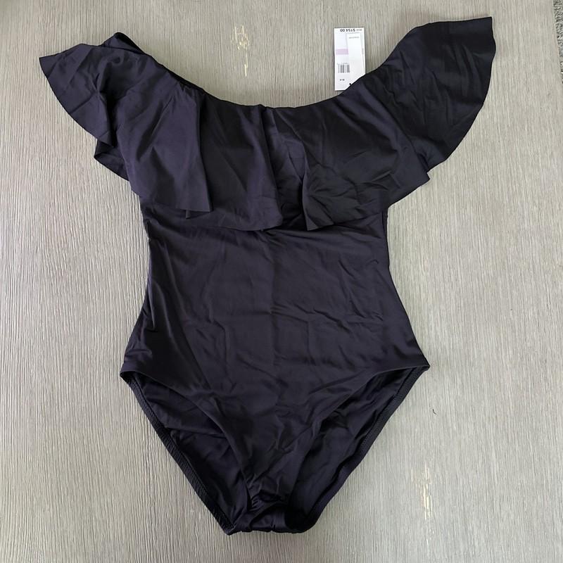 Trina Turk Monaco Off the Shoulder One Piece Swimsuit Sz 6 in Black NWT $154