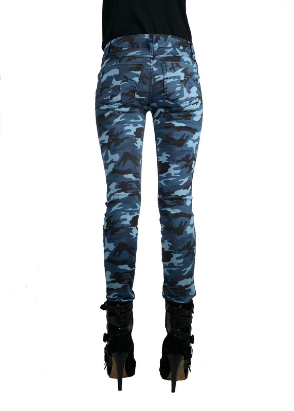 TRIPP BLUE CAMOUFLAGE ROCKER FIT SKINNY JEANS PUNK Oi BIKER MOTO PANTS ARMY
