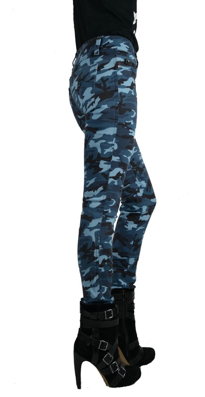 TRIPP BLUE CAMOUFLAGE ROCKER FIT SKINNY JEANS PUNK Oi BIKER MOTO PANTS ARMY