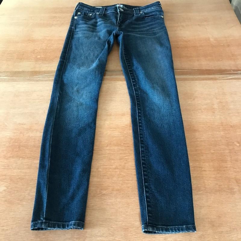 True Religion Halle Mid Rise Super Skinny Jeans Women 27 Blue Dark Wash Preppy