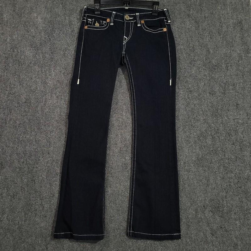 True Religion Jeans Women's 30 Blue Becky Big T Bootcut 32xx32 Flap Pocket USA
