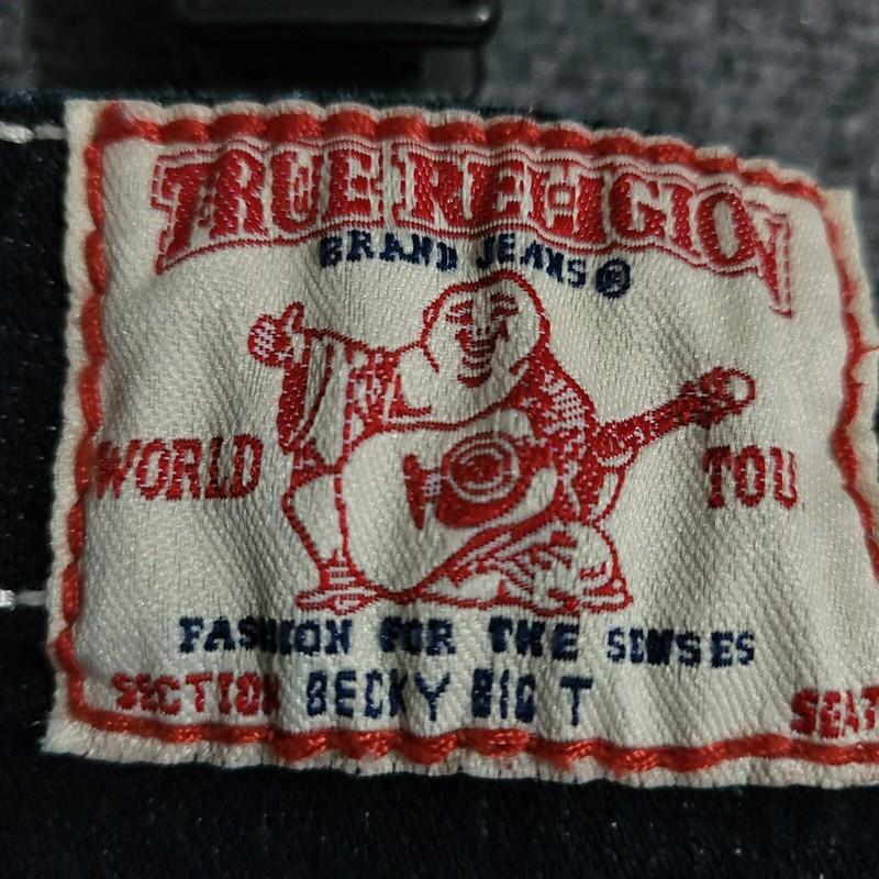 True Religion Jeans Women's 30 Blue Becky Big T Bootcut 32xx32 Flap Pocket USA