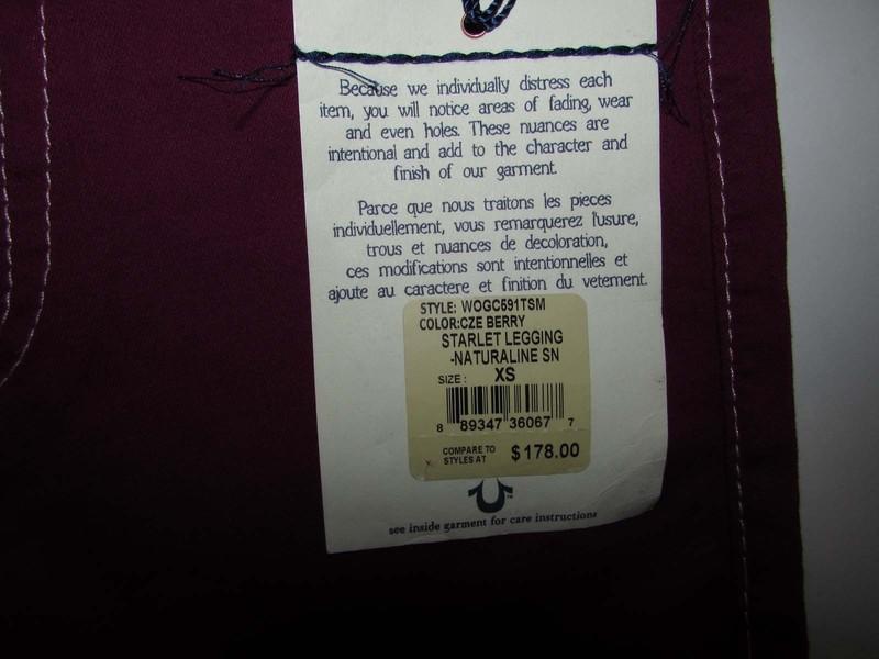 True Religion Women's Starlet Legging Jeans Size XS NWT Berry Wash Pull On