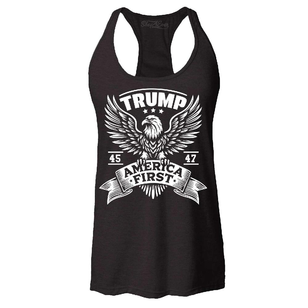 Trump 45 47 America First Eagle Racerback Tank Top President Trump Shirt