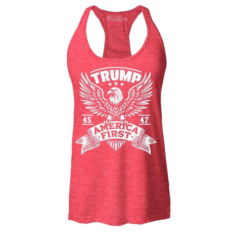 Trump 45 47 America First Eagle Racerback Tank Top President Trump Shirt