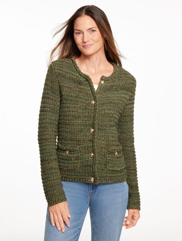 Tuck Stitch Crewneck Cardigan at Talbots NWT $149 all have size