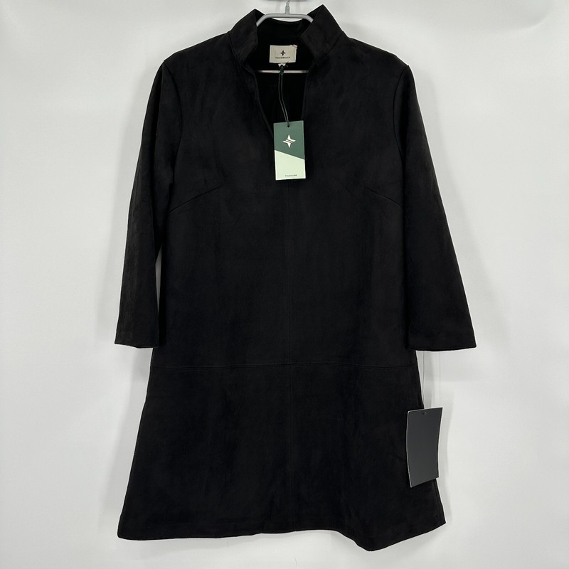 Tuckernuck Black Suede Stretch Clifton Dress sz S NWT Mini Length V-Neck Shift