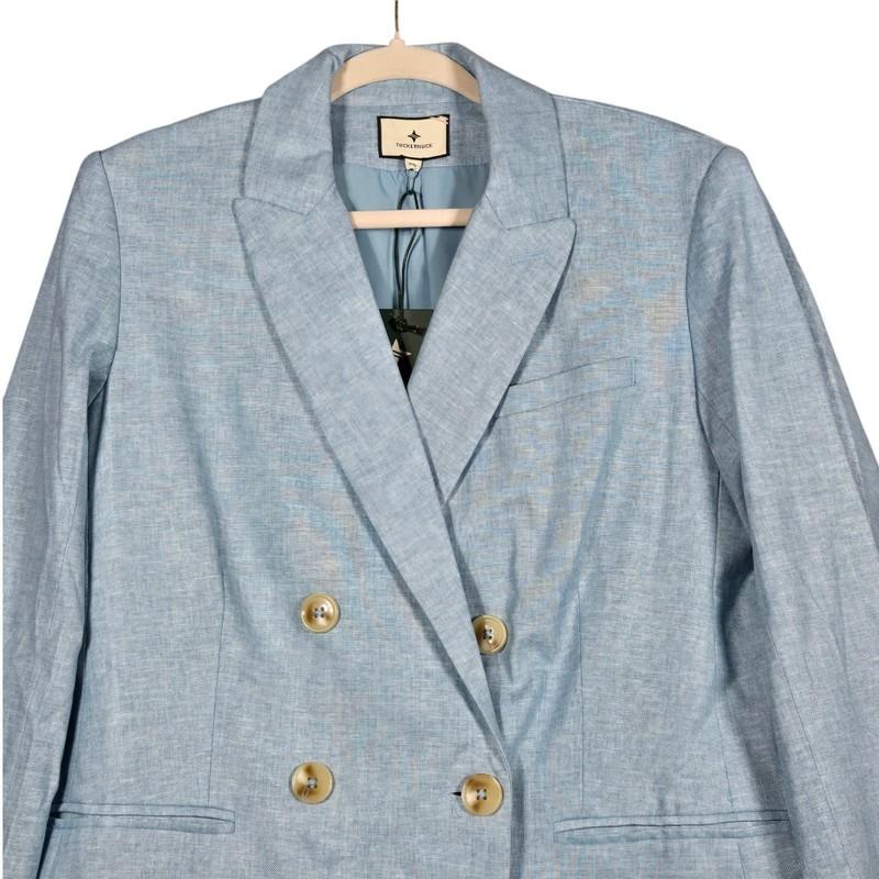 Tuckernuck Diana Blazer Womens XLarge Chambray Double Breasted Boxy Business