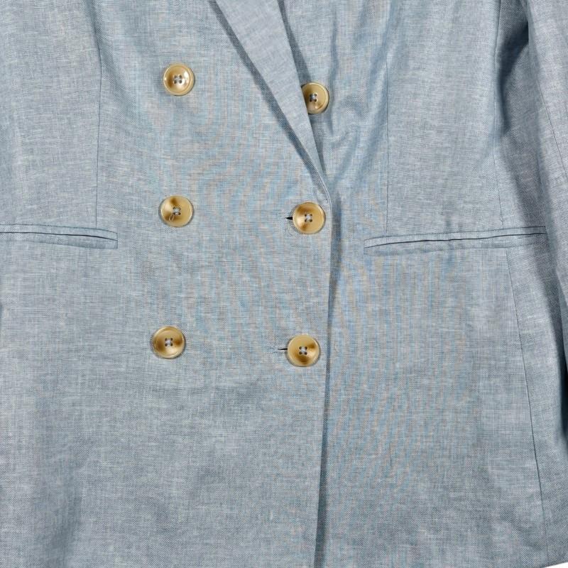 Tuckernuck Diana Blazer Womens XLarge Chambray Double Breasted Boxy Business