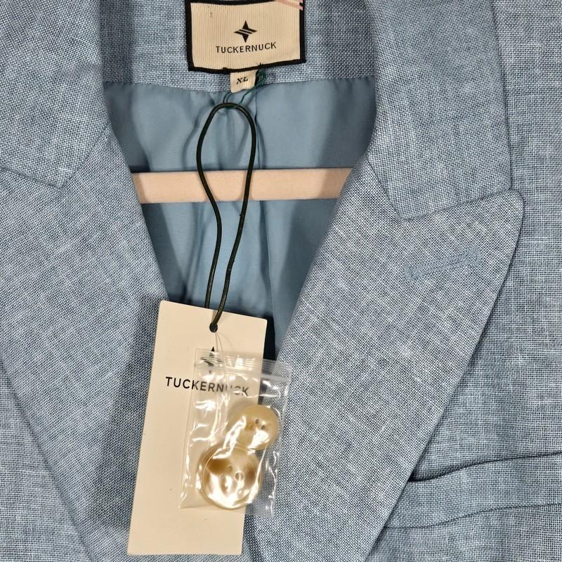 Tuckernuck Diana Blazer Womens XLarge Chambray Double Breasted Boxy Business