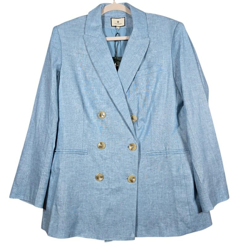 Tuckernuck Diana Blazer Womens XLarge Chambray Double Breasted Boxy Business