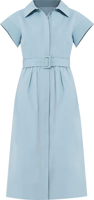 Tuckernuck NEW Slate Blue Chloe Classic Midi Dress Size Medium Belted Collared