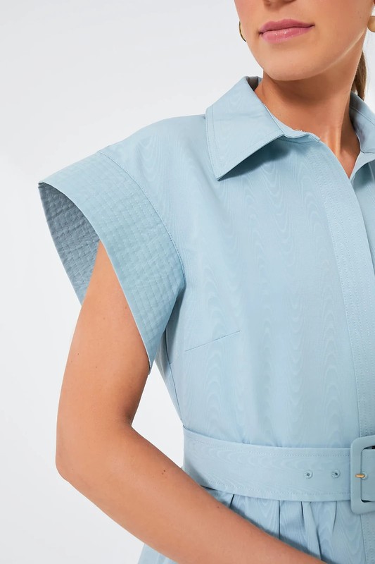 Tuckernuck NEW Slate Blue Chloe Classic Midi Dress Size Medium Belted Collared