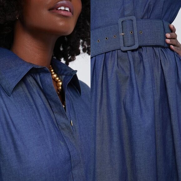 Tuckernuck X India Hicks NEW Blue Chambray Comporta Classic Maxi Dress XXS