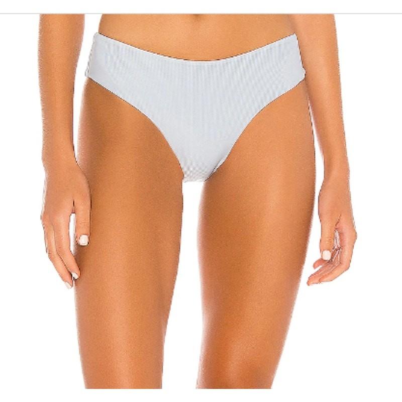 Tularosa Dusty Blue Cheeky Bikini Bottom LARGE High V-Cut Kyndle Revolve $88 NEW