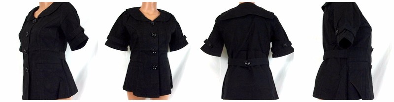 Tulle- Junior's Button-Up Over-Coat- S/#S7306MB Medium Black- 805C