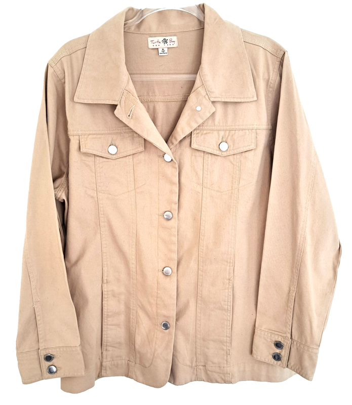 Turtle Bay Shacket Women's XL Beige 100% Cotton Classic Country Farm Jacket